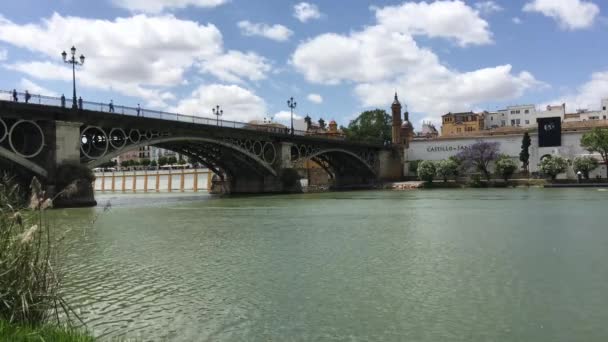 Puente Isabel Puente Sobre Canal Alfonso Xiii Sevilla España — Vídeos de Stock