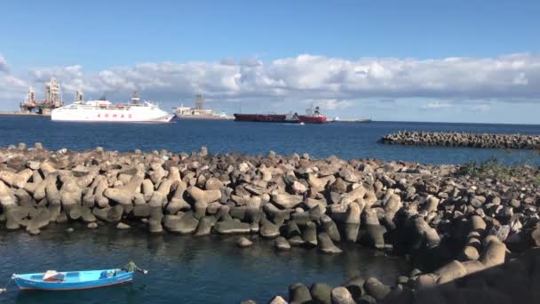 Armas Ferry Leaving Harbour Las Palmas Gran Canaria — 图库视频影像