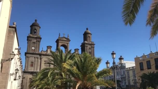 Promenader Mot Las Palmas Katedral Gran Canaria — Stockvideo