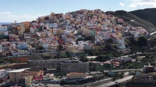 Σπίτια Στο Λόφο Από Την Παλιά Πόλη Της Las Palmas — Αρχείο Βίντεο