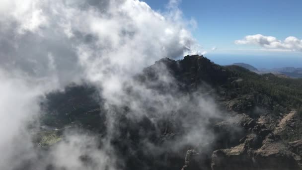 Wolken Rund Den Pico Las Nieves Dem Höchsten Gipfel Der — Stockvideo