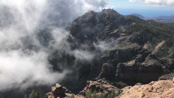 Moln Runt Pico Las Nieves Den Högsta Toppen Gran Canaria — Stockvideo