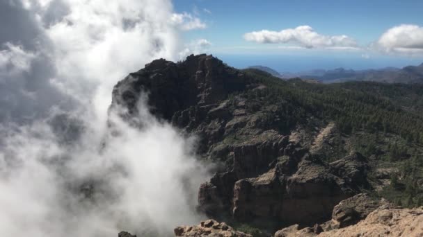 Moln Runt Pico Las Nieves Den Högsta Toppen Gran Canaria — Stockvideo