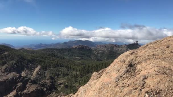 Pan Från Pico Las Nieves Den Högsta Toppen Gran Canaria — Stockvideo