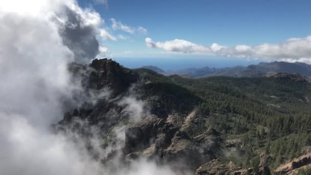 Pico Las Nieves Etrafındaki Bulutlar Gran Canaria Adasının Yüksek Zirvesi — Stok video