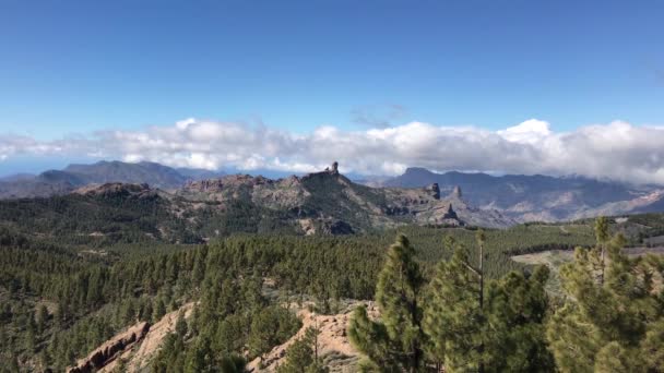Chmury Wokół Pico Las Nieves Najwyższym Szczycie Wyspy Gran Canaria — Wideo stockowe