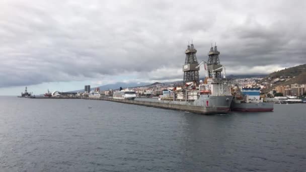 Chegando Porto Santa Cruz Tenerife — Vídeo de Stock