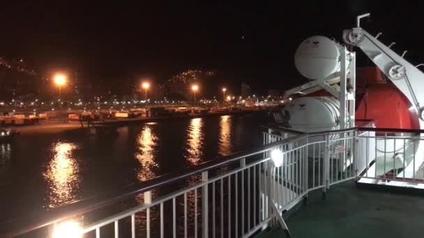 Leaving Harbour Santa Cruz Tenerife Night — Stock Video