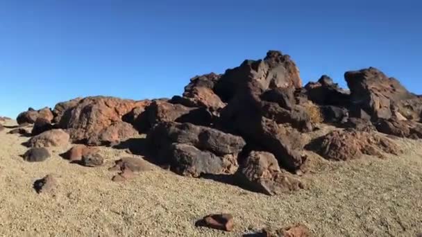 Wandelen Door Het Landschap Rond Berg Teide Een Vulkaan Tenerife — Stockvideo