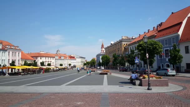 立陶宛维尔纽斯市政厅广场 — 图库视频影像