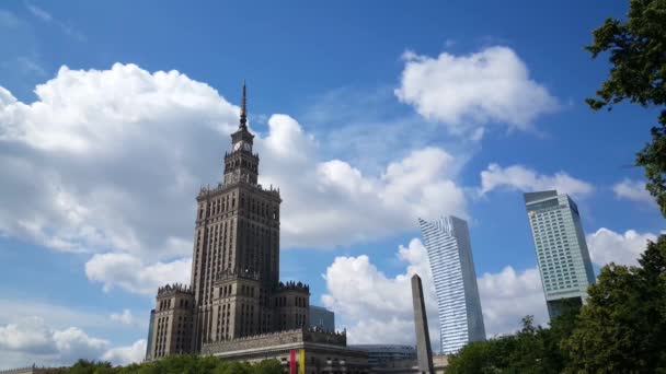 Palazzo Della Cultura Della Scienza Varsavia Polonia — Video Stock