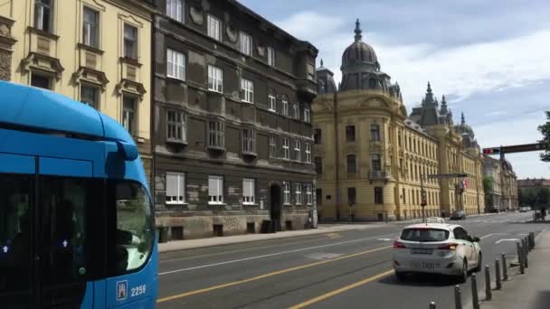 Tram Passant Par Centre Ville Zagreb Croatie — Video