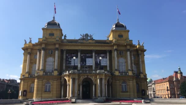 Teatro Nacional Croata Zagreb Croácia — Vídeo de Stock