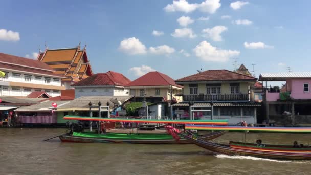 Barco Cola Larga Que Pasa Por Canal Bangkok Yai — Vídeos de Stock