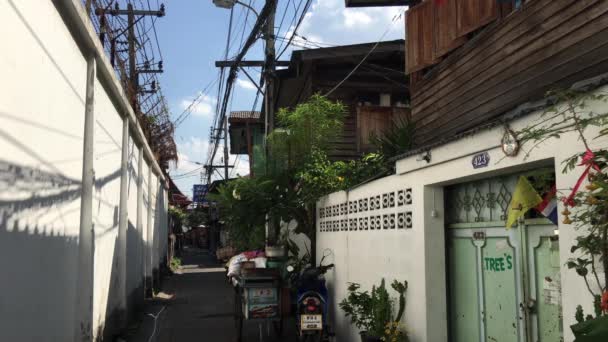 Небольшая Улица Домами Бангкоке Таиланд — стоковое видео