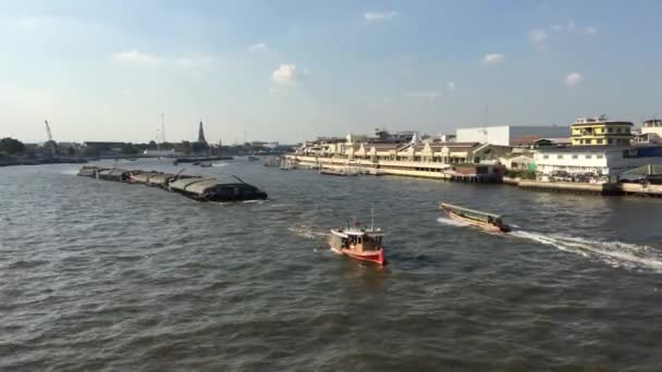 Chao Phraya Vista Del Río Desde Puente Conmemorativo Con Gran — Vídeos de Stock