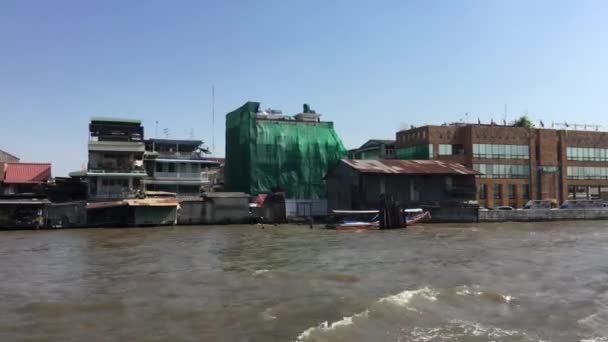 View Ferry Buildings Chao Phraya River Bangkok Thailand — Stock Video