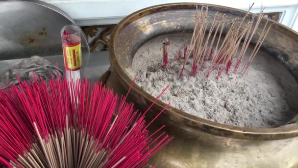 Incense Στο Wat Arun Ένα Βουδιστικό Ναό Στην Μπανγκόκ Της — Αρχείο Βίντεο