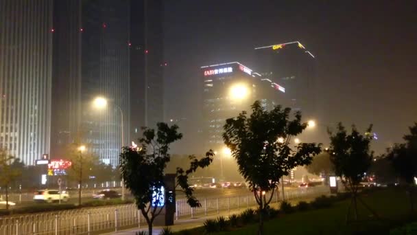 Buildings Traffic Downtown Beijing Peking China — Stock Video