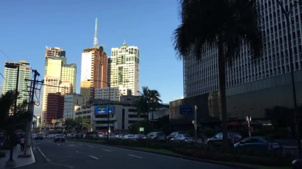 Verkeer Het Centrum Van Makati Manilla Filipijnen — Stockvideo