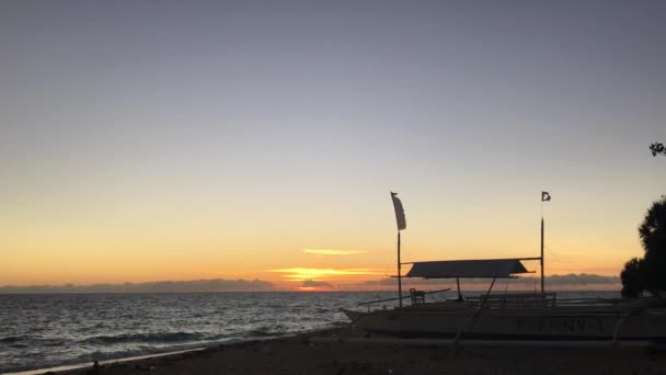 Lever Soleil Catamaran Bateau Sur Plage Île Balicasag Bohol Aux — Video