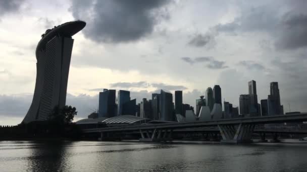 Hotel Casino Marina Bay Sands Skyline Cloudy Day Singapore — Stock Video