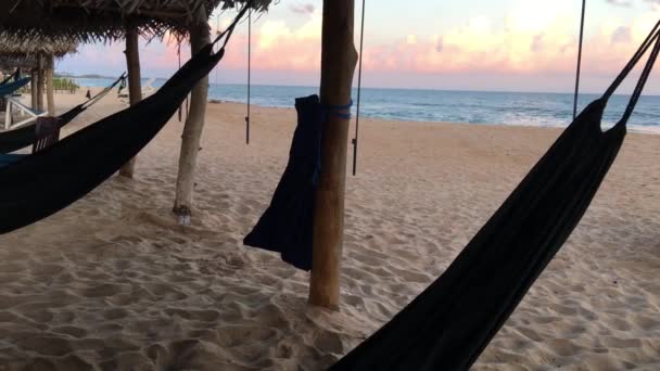 Hamak Podczas Zachodu Słońca Tangalle Beach Sri Lanka — Wideo stockowe