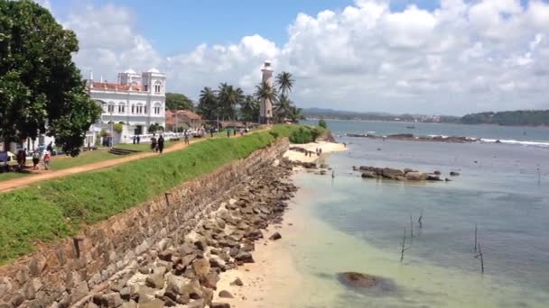 Sri Lanka Daki Galle Kalesi Deniz Feneri — Stok video