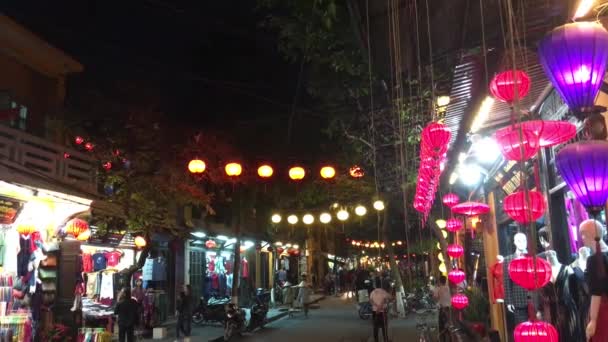 Coloridas Linternas Por Noche Calle Hoi Vietnam — Vídeos de Stock