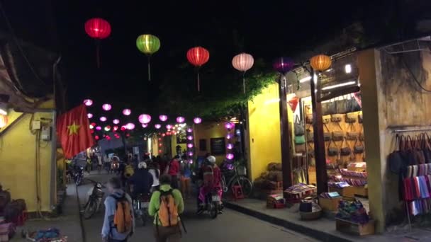 Toerists Walking Night Streets Hoi Vietnam — Stock video