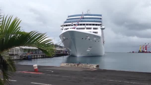 Großes Kreuzfahrtschiff Hafen Von Tahiti Französisch Polynesien — Stockvideo