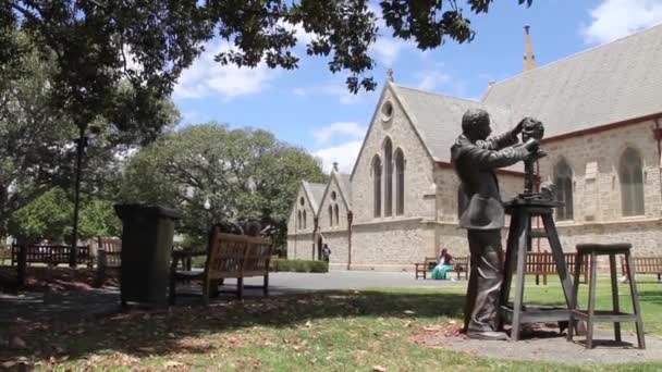 Iglesia Una Estatua Fremantle Australia — Vídeos de Stock