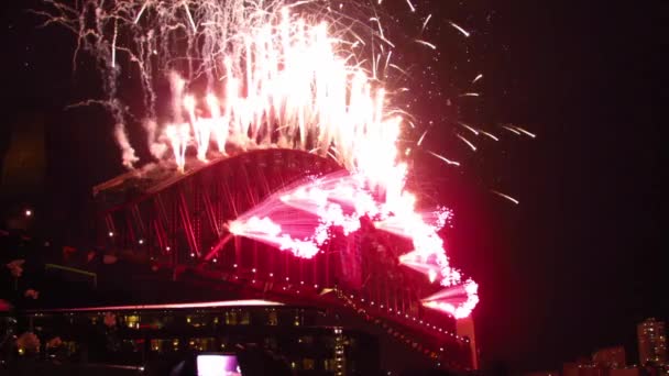 Countdown Feuerwerk Sydney Harbour Bridge Australien — Stockvideo