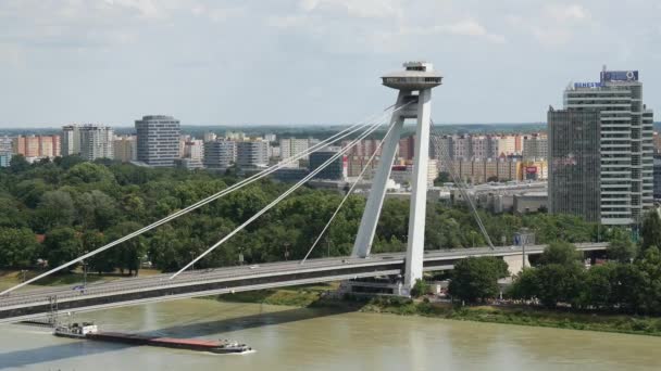 Tempo Decorrido Desde Ponte Mais Snp Ufo Bratislava Eslováquia — Vídeo de Stock