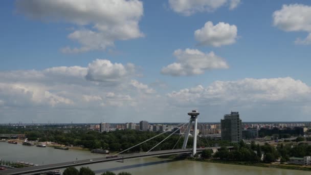 Bratislava Slovakya Daki Çok Snp Veya Ufo Köprüsü — Stok video