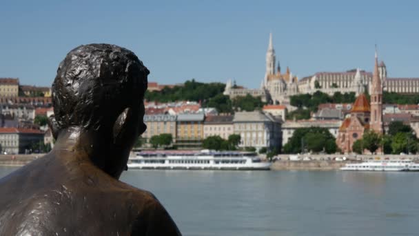 Estátua Attila Jozsef Dos Poetas Mais Amados Século Budapeste Hungria — Vídeo de Stock