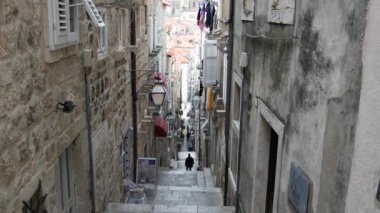 Eski Dubrovnik kasabası Hırvatistan 'daki merdivenler