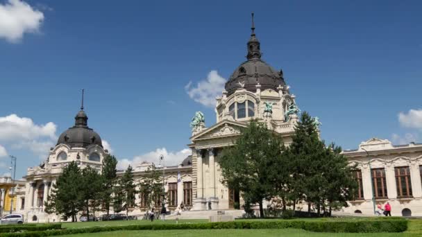 Tiempo Pasa Desde Baño Termal Szechenyi Parque Ciudad Budapest — Vídeos de Stock