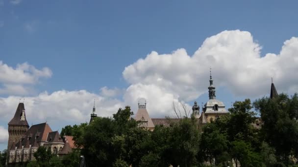 Tiden Förfaller Från Slottet Vajdahunyad Budapest Ungern — Stockvideo