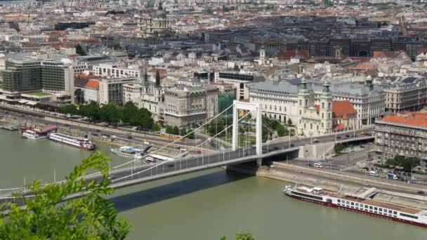 Časová Prodleva Dunaje Kopce Gellert Budapešti Maďarsko — Stock video