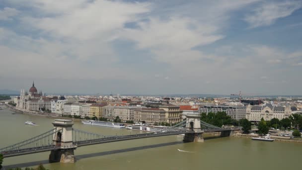 Time Lapse Danube River Gellert Hill Budapest Hungary — Stock Video