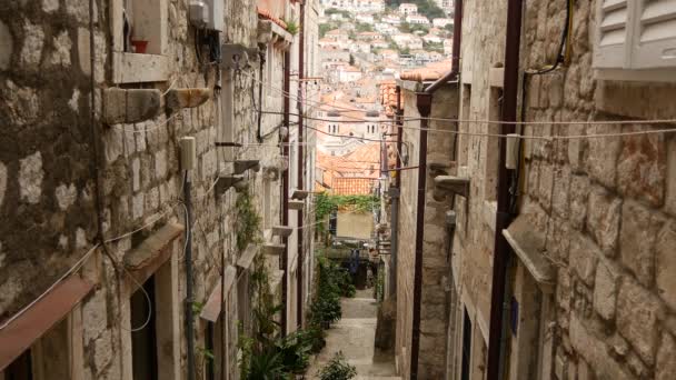 Calle Del Casco Antiguo Dubrovnik Croacia — Vídeos de Stock