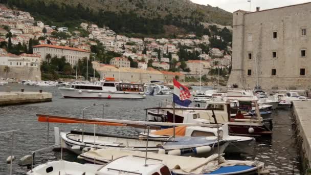 Haven Oude Stad Dubrovnik Kroatië — Stockvideo