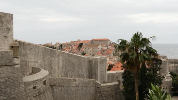 Muren Och Gamla Staden Dubrovnik Kroatien — Stockvideo