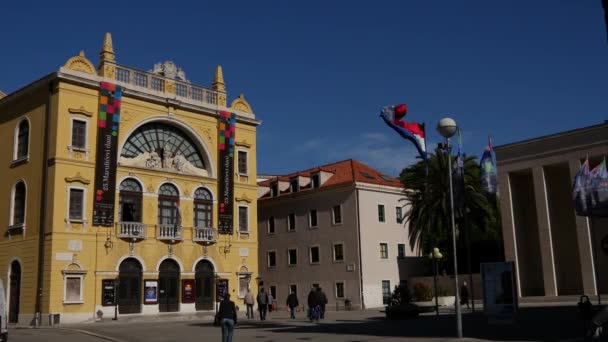 Kroatisches Nationaltheater Split Kroatien — Stockvideo