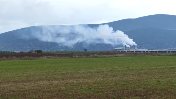 Humo Fábrica Elos Sourpis Grecia — Vídeos de Stock