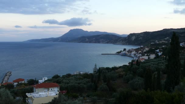 Platana Aldeia Durante Pôr Sol Grécia — Vídeo de Stock