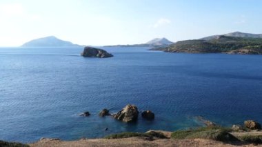 Sounio Burnu 'ndaki Poseidon Tapınağı' ndan Yunanistan kıyılarına görüldü