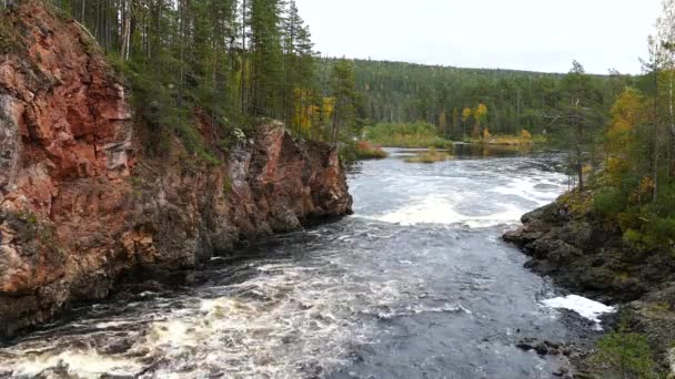 Río Que Termina Lago Parque Nacional Oulanka Finlandia — Vídeos de Stock