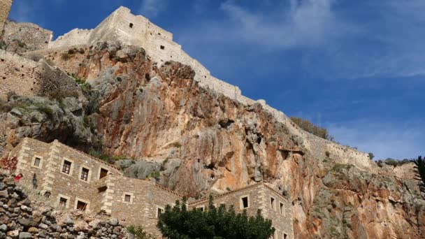 Casas Las Rocas Pueblo Monemvasia Grecia — Vídeos de Stock